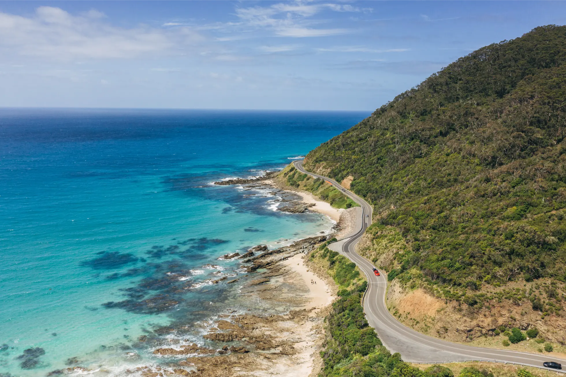 Winding coastal road on the Great Ocean Road
